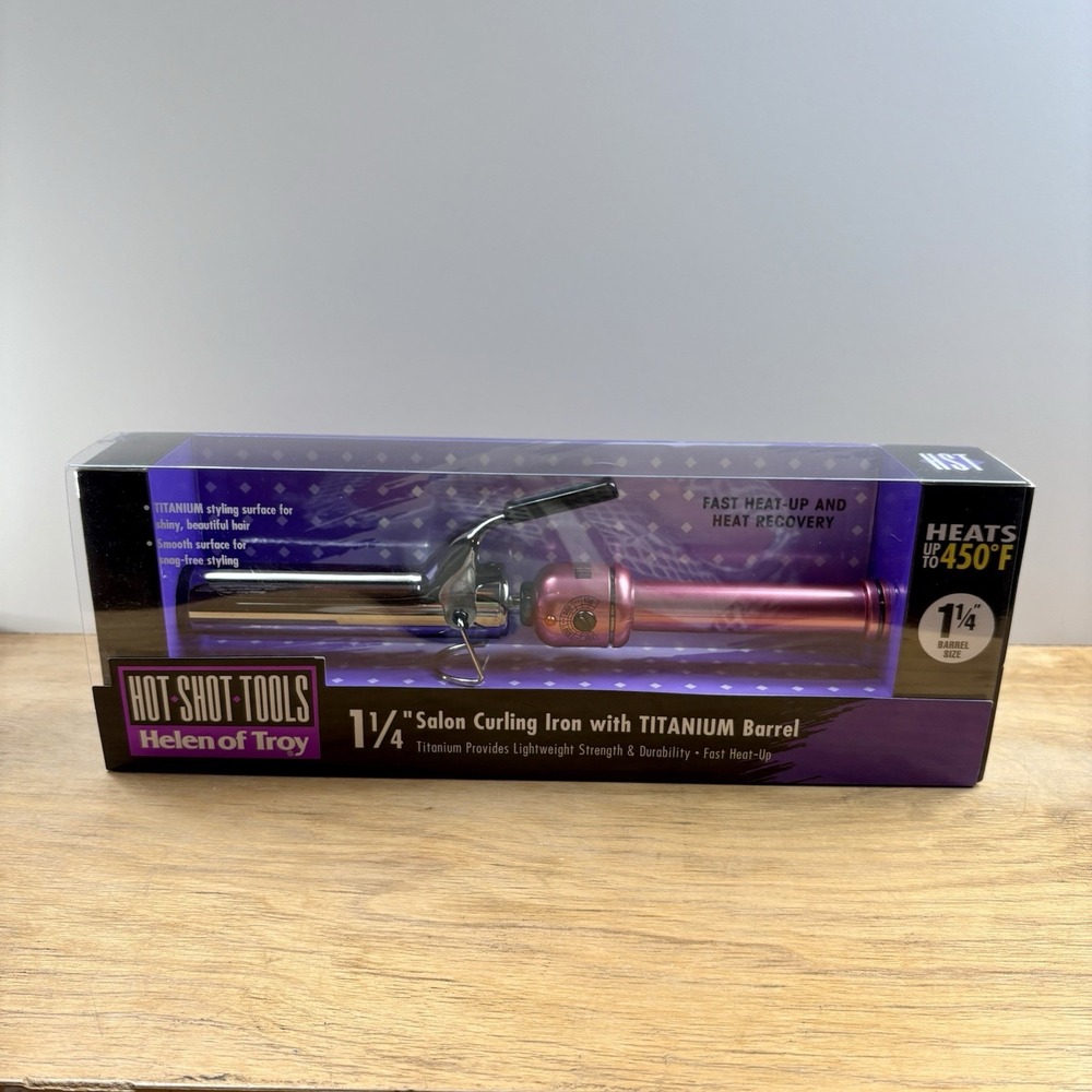 Hot Shot Tools Pink Titanium 1 1/4" Salon Curling Iron by Helen of Troy NIB